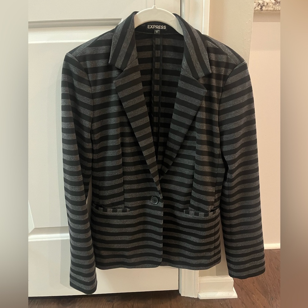 Express Gray and Black Striped Blazer